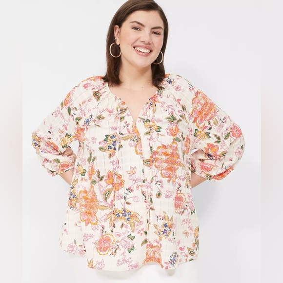 Lane Bryant Tops - Lane Bryant Notch-Neck Tie-Front Blouse NWOT